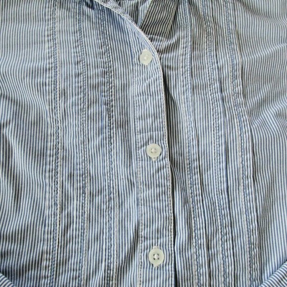 American Eagle Button‎ Up Shirt Womens Size 4 Blue Striped Long Sleeve Collar - Picture 6 of 6
